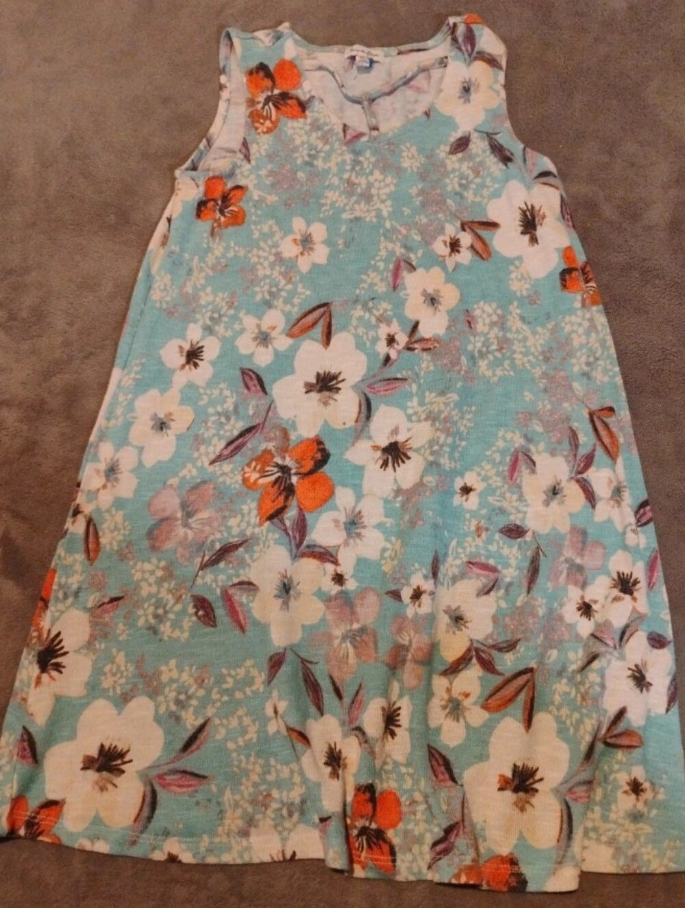 Love, Fire Blue Floral Sleeveless Shift Mini Dress - L (Junior)